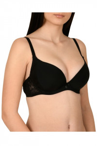 Sutien clasic, cu dantela aplicata, Lemila, negru