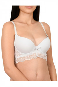 Sutien semi-corset, cu decolteu in 'V', Lemila, alb