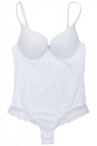 Body cu chilot tanga, Lemila, alb