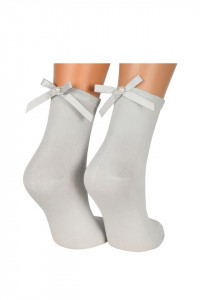 Sosete dama cu accesoriu perla, set 2 perechi, gri