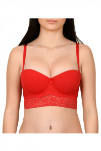 Sutien balconet, semi-corset, Lemila, rosu