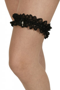 Jartiera din dantela, cu accesoriu cheita, negru