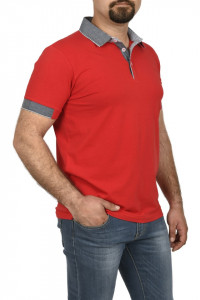 Tricou clasic cu guler, Glo Story, rosu
