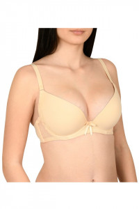 Sutien clasic, cu dantela aplicata, Lemila, bej