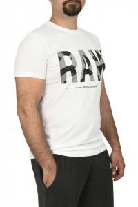 Tricou slim fit cu imprimeu RAW, alb