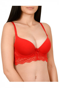 Sutien semi-corset, cu decolteu in 'V', Lemila, rosu