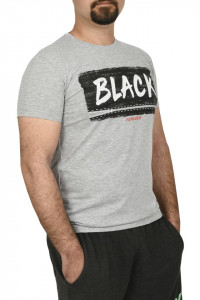 Tricou slim fit cu imprimeu BLACK, gri