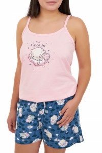 Pijama dama cu pantalon scurt, GOOD DAY, roz