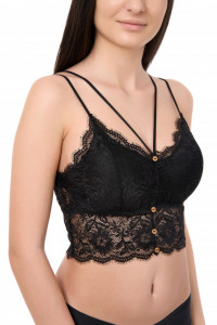Bustiera bralette din dantela, Vivien, negru