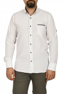 Camasa barbat, slim fit, alba cu buzunar
