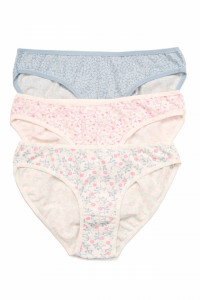 Chiloti clasici cu imprimeu floral, set 3 perechi