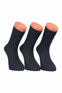 Sosete lungi din bumbac, set 3 perechi, bleumarin