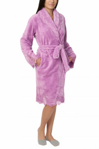Halat dama cu aplicatii din dantela, Jeannine, light purple
