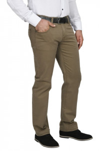 Pantaloni barbati, regular fit, maro caramel