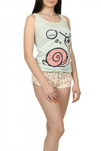 Pijama dama, cu imprimeu haios, Pink Secret, bleu