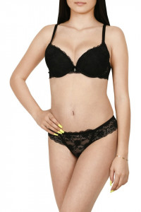Set dantela, sutien si chiloti, Lemila, negru