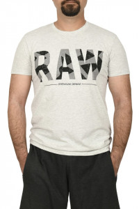 Tricou slim fit cu imprimeu RAW, gri