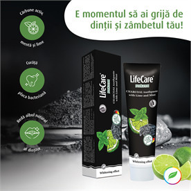 Pasta de dinti cu efect de albire, cu carbune activ, 100 ml