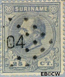 Suriname SU 10  1880 Eerste emissie 25 cent  Gestempeld