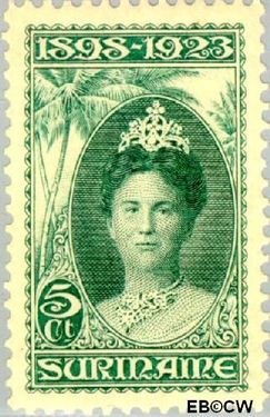 Suriname SU 104  1923 Regeringsjubileum Wilhelmina 1898-1923 5 cent  Gestempeld