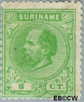 Suriname SU 4  1873 Eerste emissie 3 cent  Gestempeld