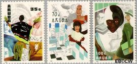 Aruba AR 89#91 1991 Vrouwen en werk Postfris