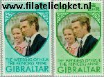 Gibraltar gib 308#309  1973 Prinses Anne en Mark Phillips- Huwelijk  Postfris