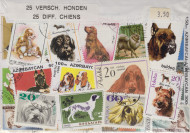 Postzegelpakket, 25 verschillende Honden