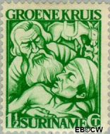Suriname SU 141  1929 Groene Kruis 1½+1½ cent  Gestempeld