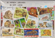 Postzegelpakket, 25 verschillende Leeuwen