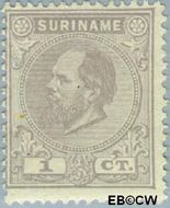 Suriname SU 1  1885 Eerste emissie 1 cent  Gestempeld