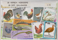 Postzegelpakket, 25 verschillende Hoenders