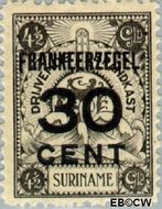 Suriname SU 135  1927 Opruimingsuitgifte 30 op 450 cent  Gestempeld