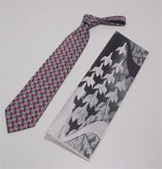M.C. Escher stropdas rood/grijs