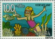 Aruba AR 206  1997 Kind en natuur 100+50 cent  Gestempeld