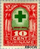 Suriname SU 129  1927 Groene Kruis 10+3 cent  Gestempeld