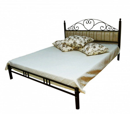 Pat Matrimonial Trigo din fier forjat cu tapiterie din Stofa 160x200cm