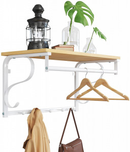 Cuier perete cu etajera Industrial Design Alb 60 x 30 x 32 cm (L x l x l)