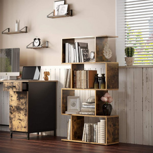 Raft pentru carti, Biblioteca cu 4 polite Retro Brown 70 x 24 x 127 cm (L x W x H)