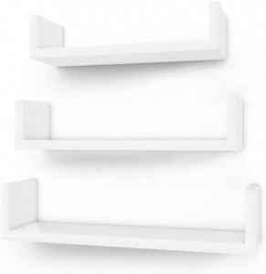 Rafturi plutitoare MDF alb Set 3 Bucati