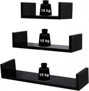 SET RAFT PERETE 3 BUCATI BLACK