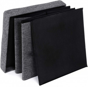 Taburet cu spatiu depozitare Pliabil Gri 38 x 38 x 38cm