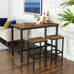 SET Masa cu 2 scaune bar, Vintage, Dark Brown