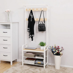 Cuier cu pantofar, Industrial Design White 72 x 33,7 x 183 cm (L x l x H)