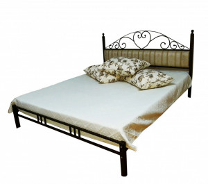 Pat Matrimonial Trigo din fier forjat cu tapiterie din Stofa 160x200cm