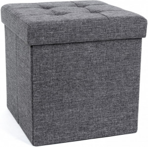Taburet cu spatiu depozitare Pliabil Gri 38 x 38 x 38cm