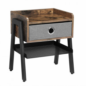Noptiera Rustic Chic Wood cu sertar Industrial Design 42 x 35 x 52 cm