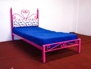 Pat cu tapiterie Single 90x190 cm PINK Princess culoare Roz