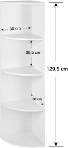 Raft de colt cu 4 etaje , Alb 30 x 30 x 129.5 cm