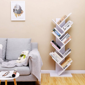 RAFT PENTRU CARTI ZIG-ZAG 8 ETAJERE WHITE